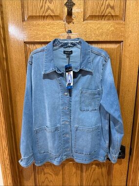 Well Worn Light Blue Denim Jacket with Patch Pockets